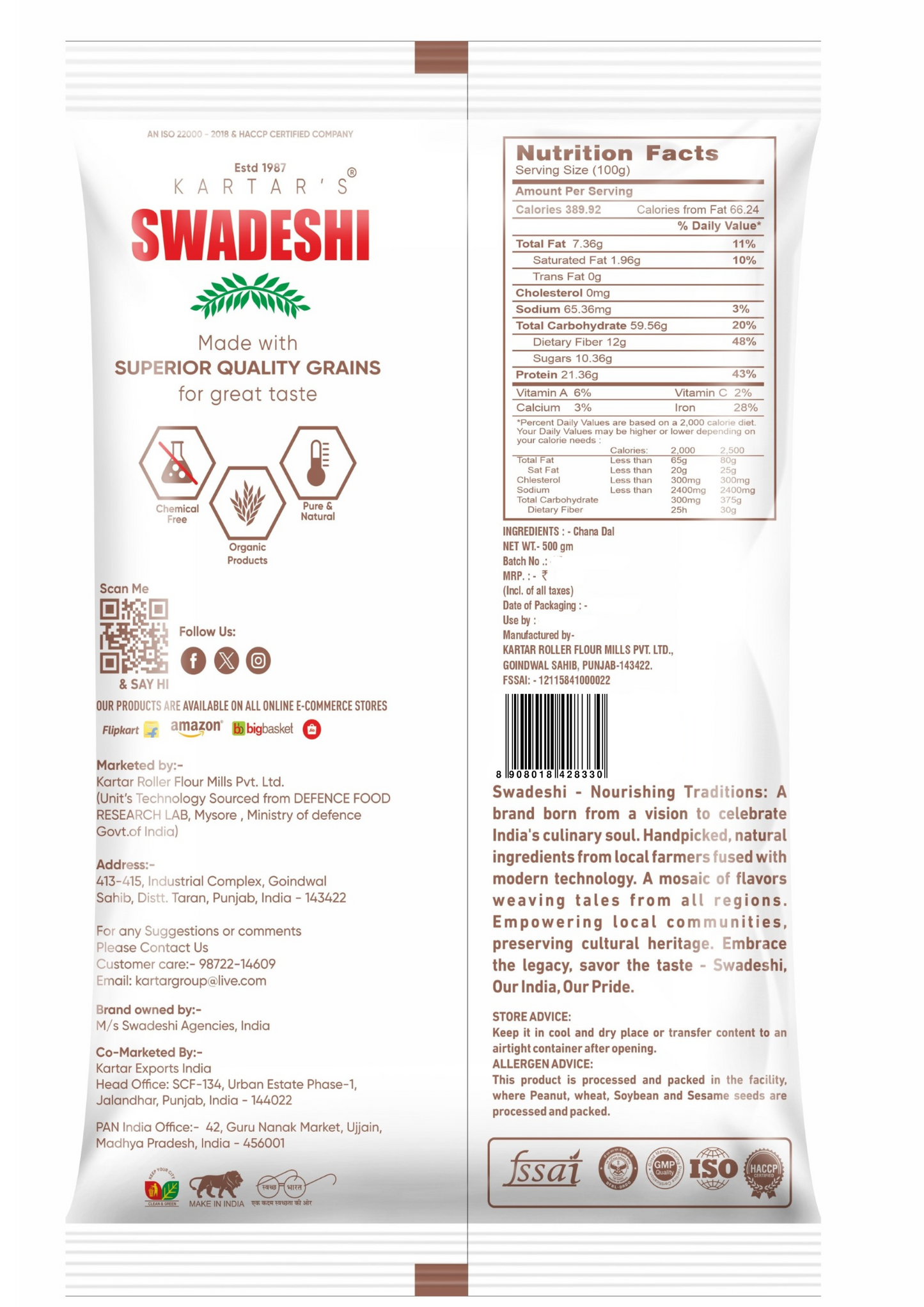 Swadeshi Besan 500 gms