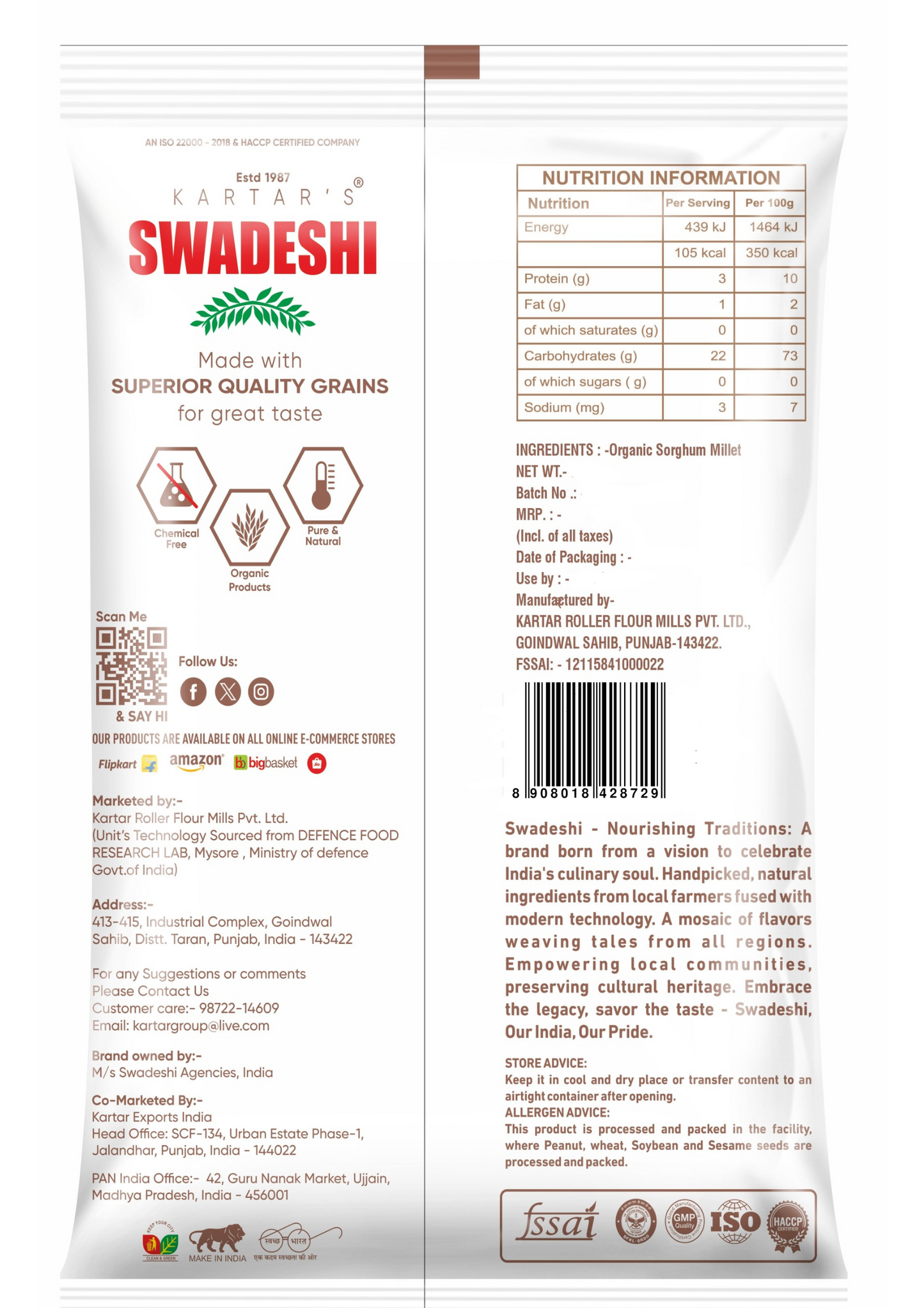 Swadeshi Jowar Atta 500 gms