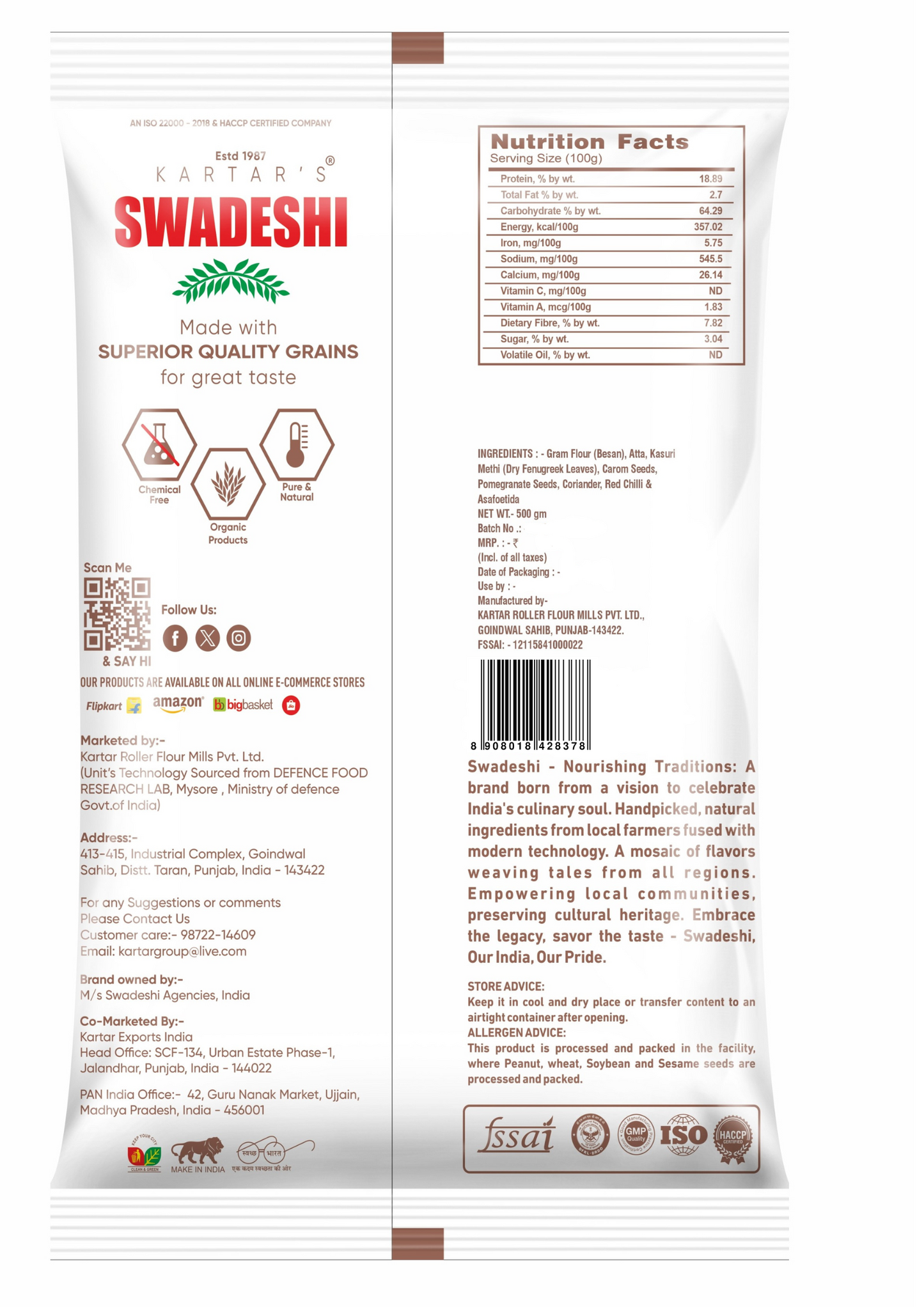 Swadeshi Missi Roti Atta 500 gms